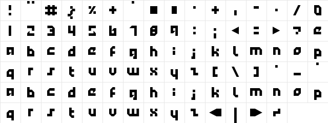 Technotot Regular  glyph index