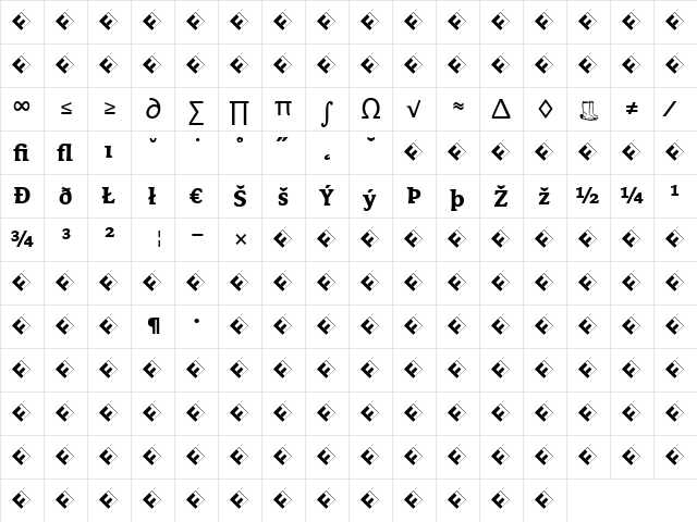Avance Bold  glyph index