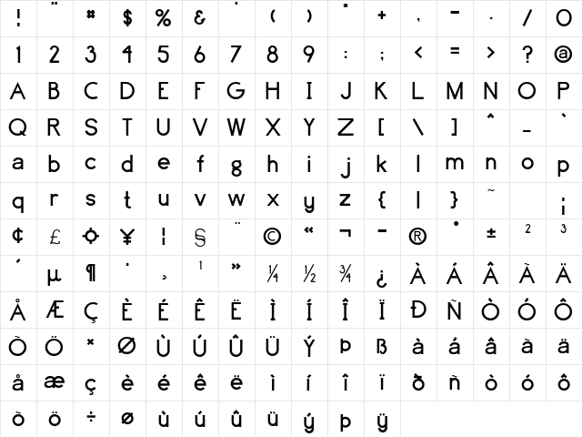 CobellSSK Regular  glyph index