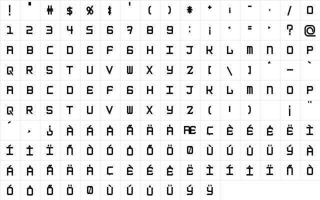 EpicenterBlack Regular  glyph index