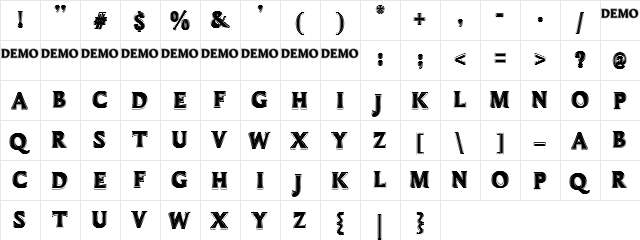 Thrive Demo Regular  glyph index