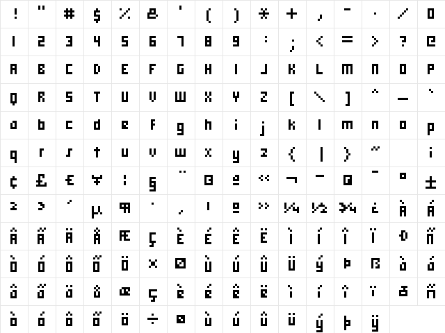 hooge 05_57 Regular  glyph index