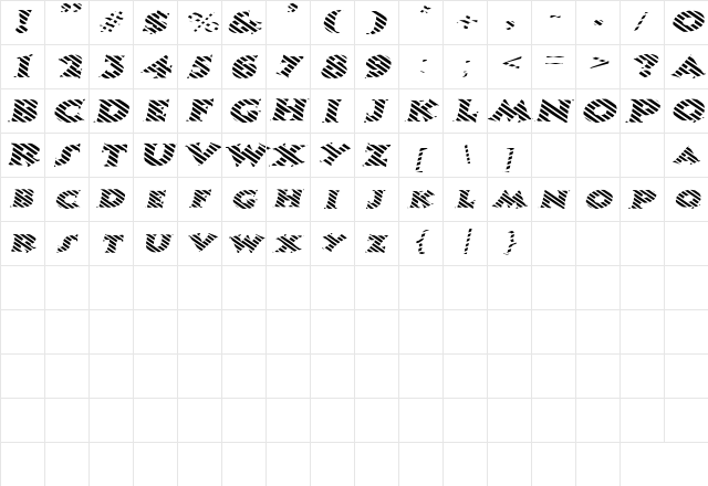 CandyStripeExtended Oblique  glyph index