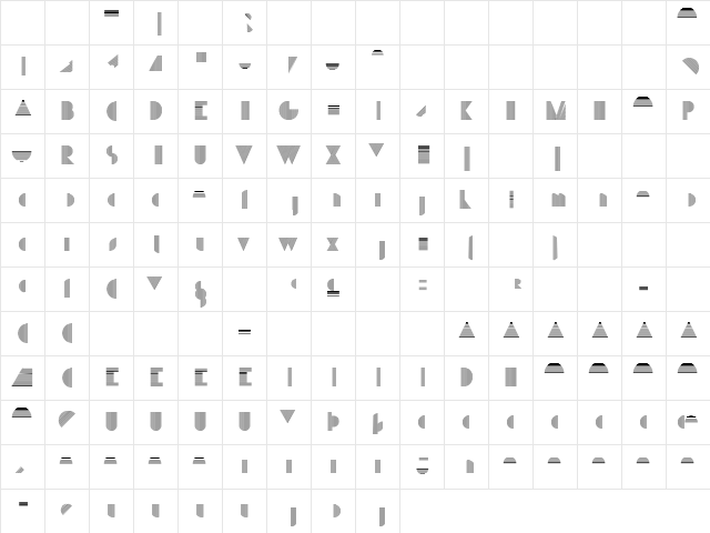 P22 Bifur F Regular  glyph index