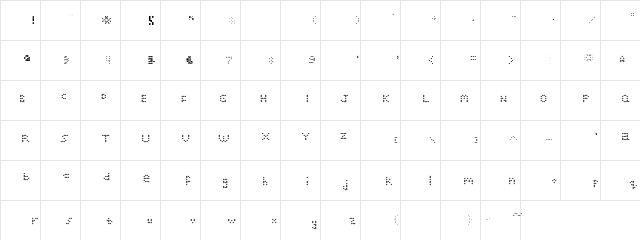 Funky Font Regular  glyph index