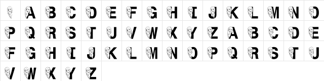 LMS Face Forward Regular  glyph index