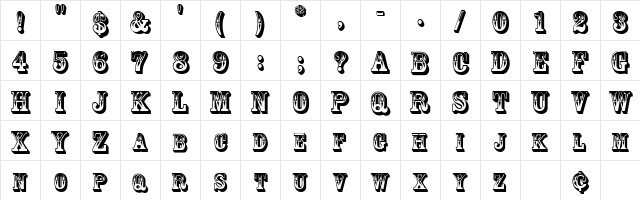 GoldRush Regular  glyph index