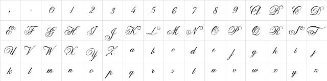 Anglia Olde Concise Regular  glyph index
