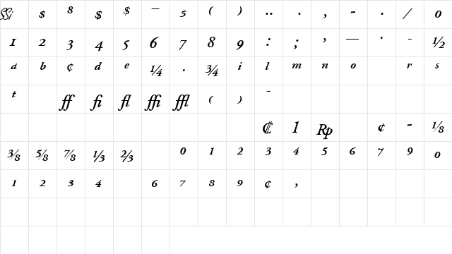 GaramondProSSK Bold Italic  glyph index