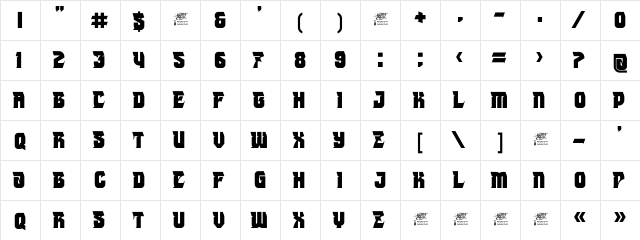 MCF Joker Regular  glyph index