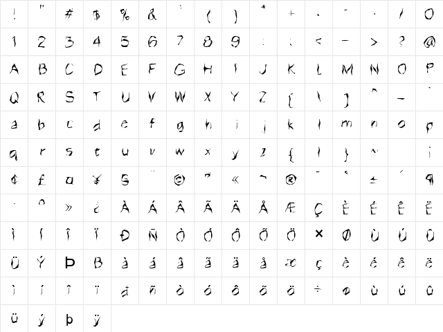 FZ WACKY 14 Normal  glyph index