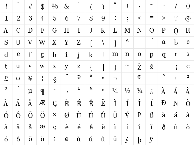 CelliniTF-Regular Regular  glyph index