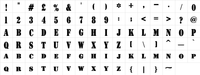 AustralianFlyingCorpsStencilCo Regular  glyph index