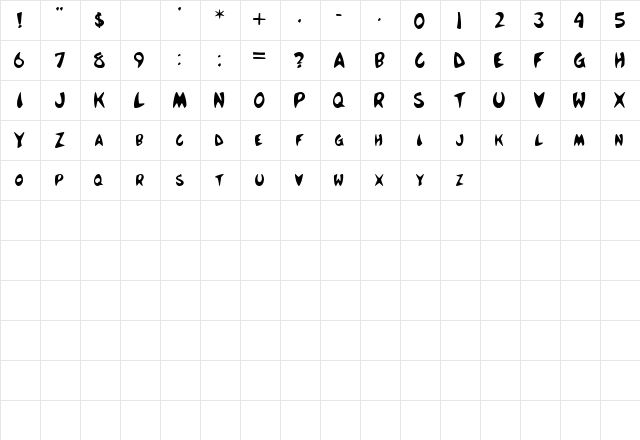 Sharpener Regular  glyph index