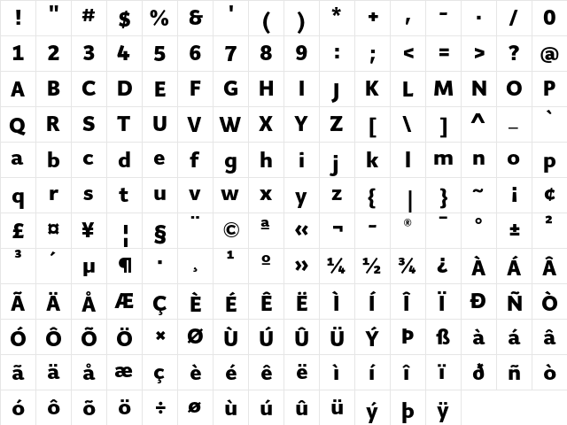 Giacomo Heavy  glyph index