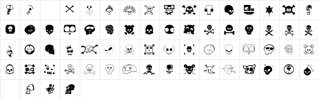 DesignersSkulls Regular  glyph index