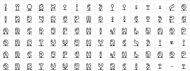 Balloonatic Regular  glyph index