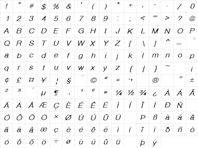 Communication 10 Regular  glyph index