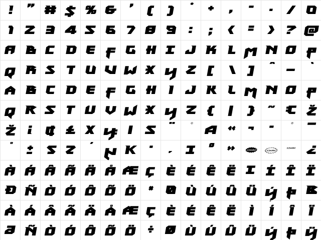 Heavy Copper Semi-Italic Semi-Italic  glyph index