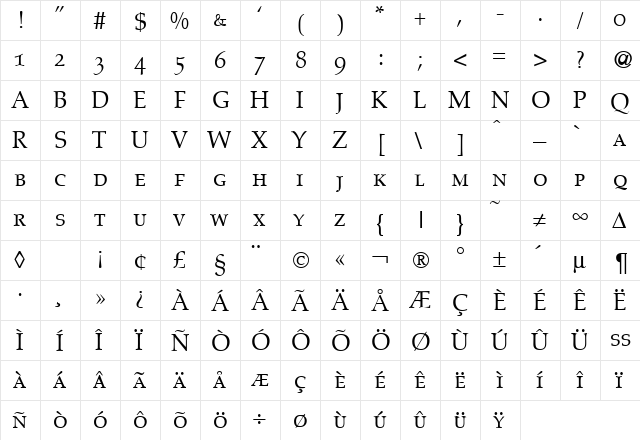 AldebaranSmc Regular  glyph index