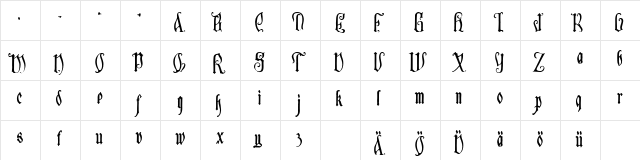 Sauerkraut Regular  glyph index