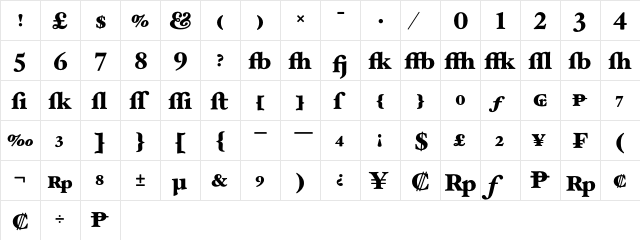 HoeflerText Black-Alt  glyph index