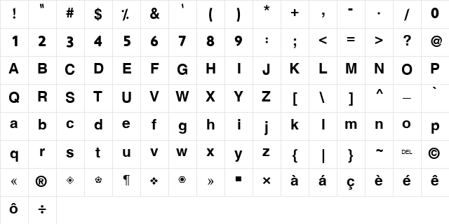 Hacen Casablanca Heavy Regular  glyph index