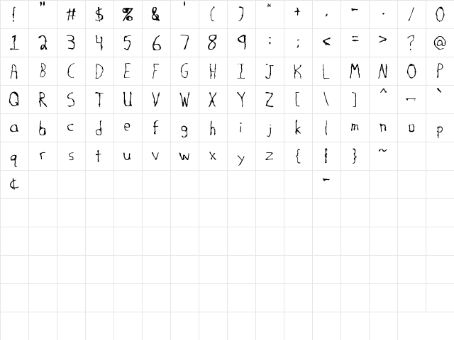 Savage Regular  glyph index