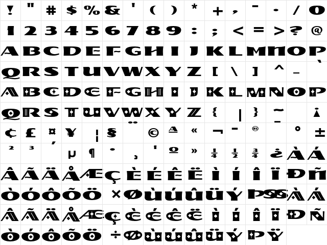 Kahana ITC Std Regular  glyph index