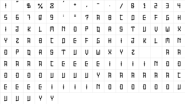 KUVAS Style  glyph index