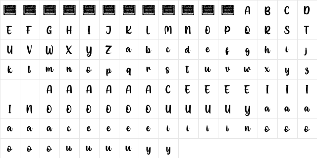 Right Beginning Personal Use  glyph index