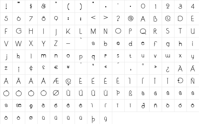 SouciSans Regular  glyph index
