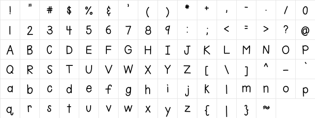 HomegirlKiddo Medium  glyph index