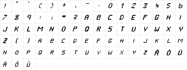 HOUSEPIPES Italic  glyph index