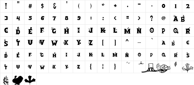 CLB-Thanksgiving Regular  glyph index