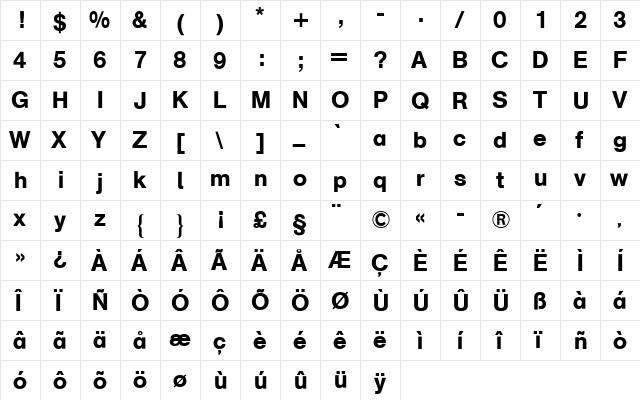 AG Schulbuch Two BQ Medium  glyph index