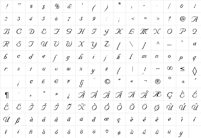 Script-N690 Regular  glyph index
