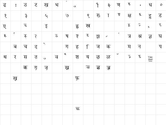 Marathi Vijay Demo Regular  glyph index