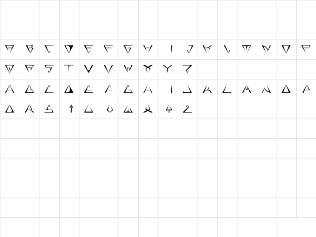 GlOrY ReGuLaR  glyph index