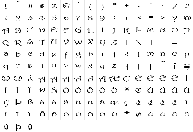 FZ JAZZY 2 EX Normal  glyph index