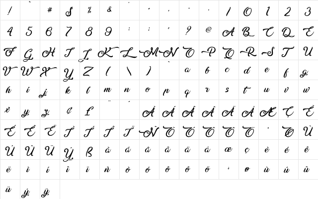 Silent Asia - Personal Use Regular  glyph index