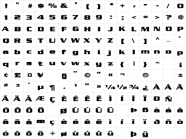 Stock Market 1 Regular  glyph index