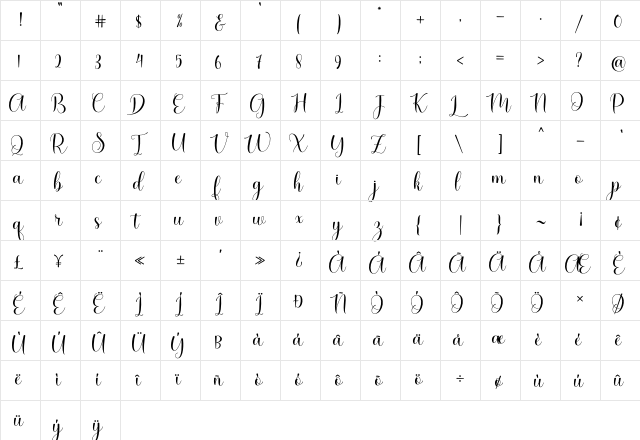Hellilove Regular  glyph index
