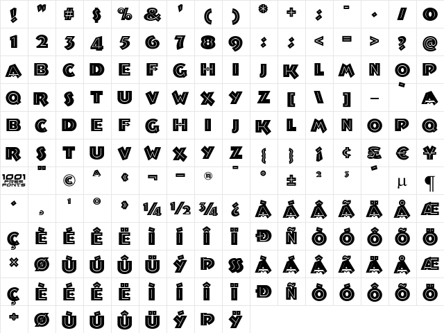Troglodyte NF Regular  glyph index