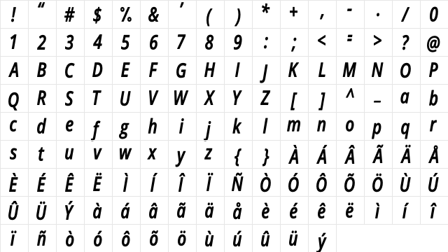 Novus-Italic Regular  glyph index