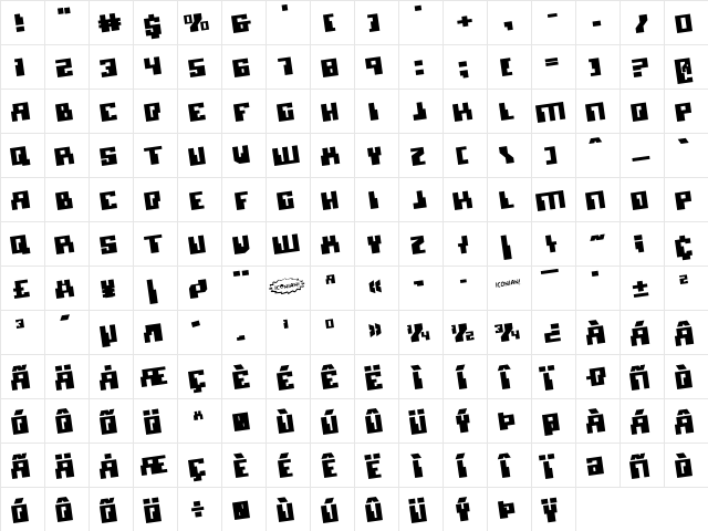 Micronian Rotate Regular  glyph index