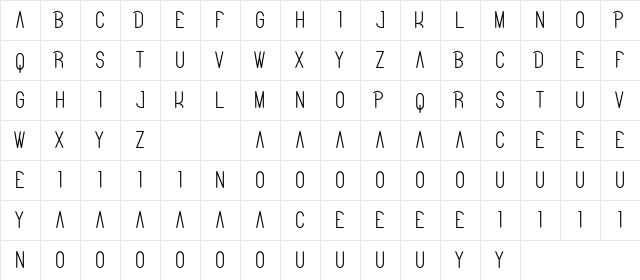 Bitter Space Demo Regular  glyph index