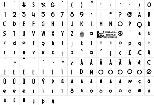 Gainsborough Regular  glyph index
