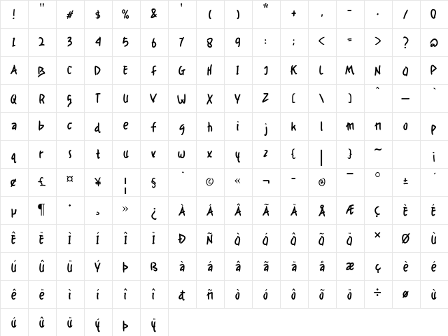 Light contrast Regular  glyph index