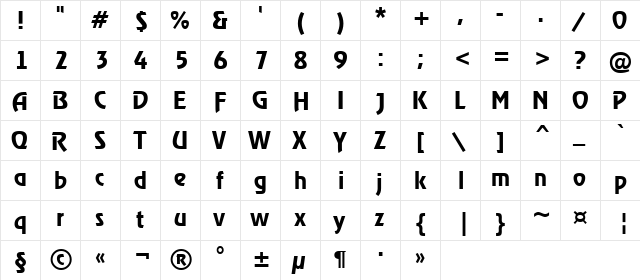 a_RewinderDemi Regular  glyph index